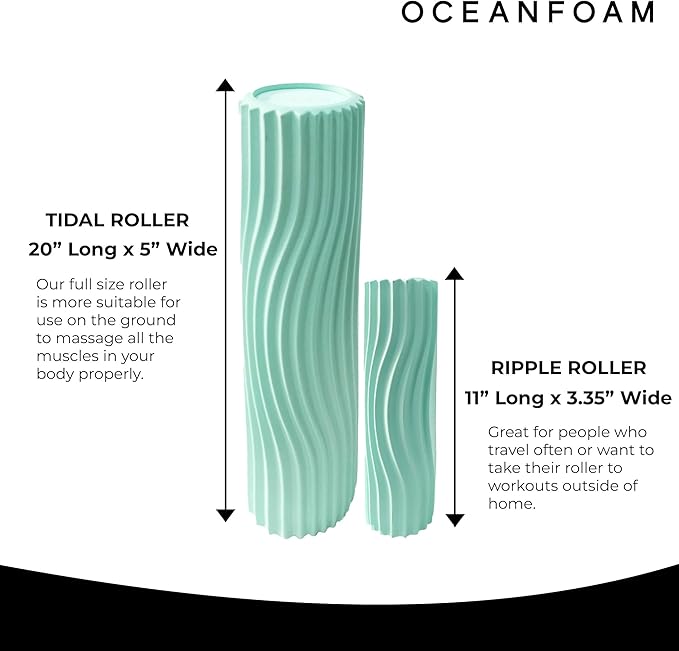 Oceanfoam Tidal Roller - Seafoam - Muscle Massage Foam Roller for Back Pain & Stretching - Firm and