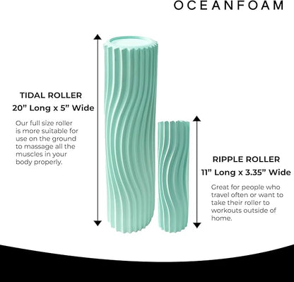 Oceanfoam Tidal Roller - Seafoam - Muscle Massage Foam Roller for Back Pain & Stretching - Firm and