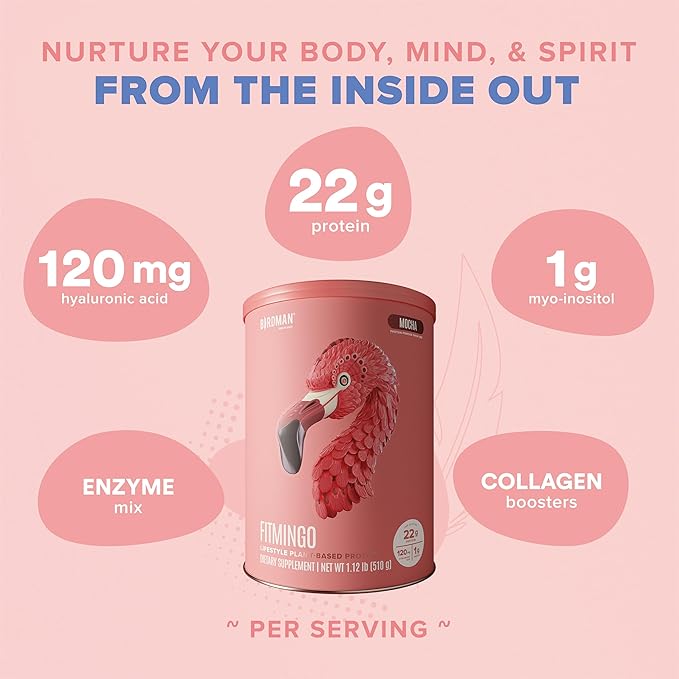 Fitmingo Vegan Protein Powder with Inositol, Collagen Boosters, Hyaluronic Acid and Vitamins | Low