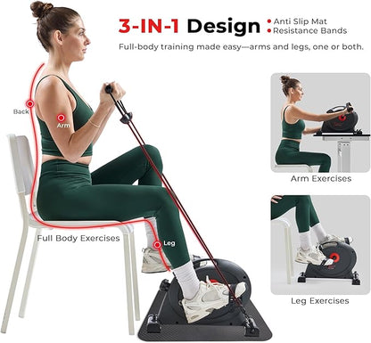 Sunny Health & Fitness Smart Under-Desk Bike Exerciser, Low-Impact Cardio Cycling Equipment for