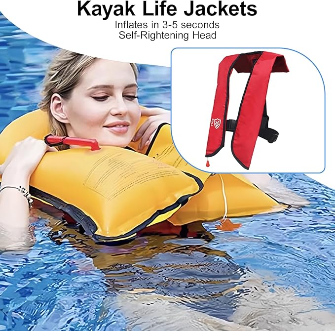 Automatic/Manual Inflatable Life Jacket| Inflatable PFD Kayak Vest Adult| Life Vest for Adults|