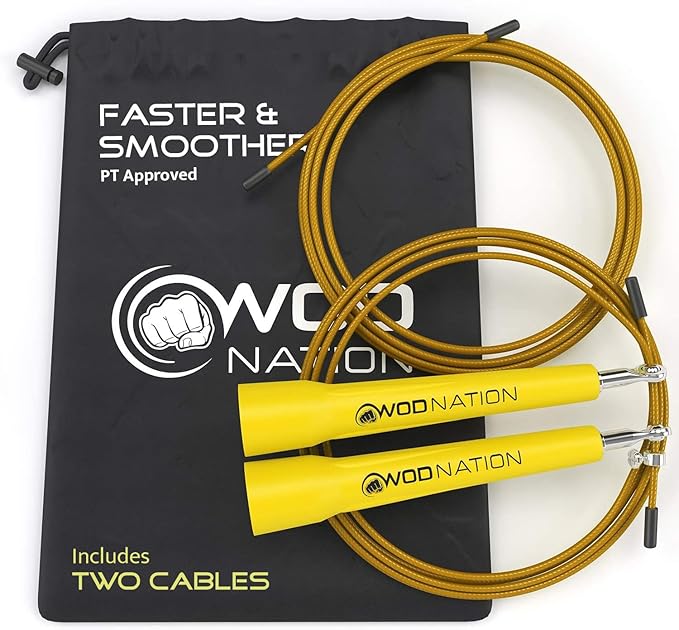 WOD Nation Adjustable Speed Jump Rope For Men, Women & Children - Blazing Fast Fitness Skipping
