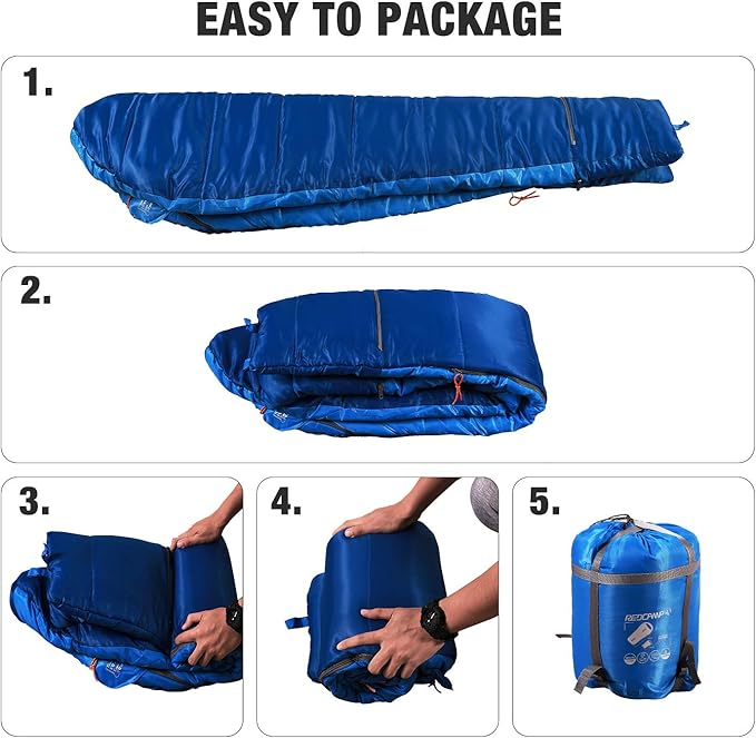 REDCAMP Kids Mummy Sleeping Bag for Camping, 3 Season Cold Weather Sleeping Bag Fit Boys,Girls &