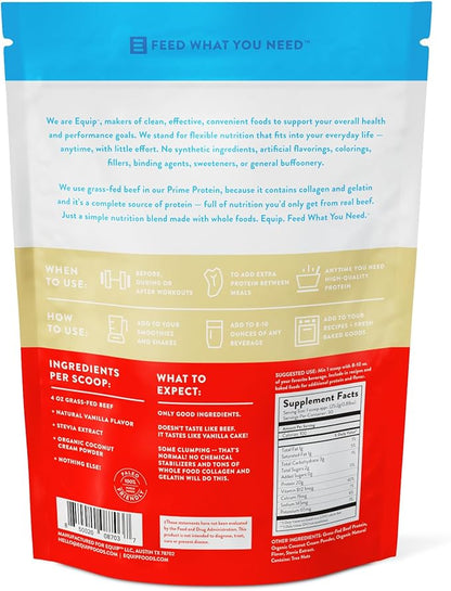 Equip Foods Prime Protein Powder | Clean, Grass Fed Beef Protein Powder | Carnivore Protein Isolate