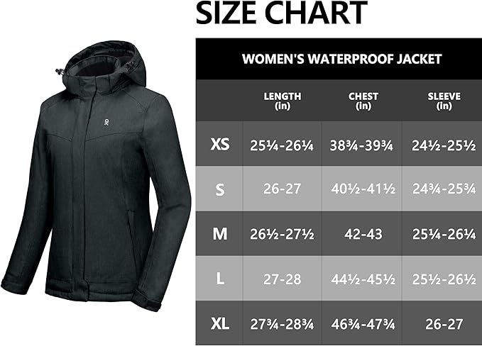 Little Donkey Andy Women's Waterproof Hiking Skiing Jacket with Removable Hood, Fleece Lined Winter
