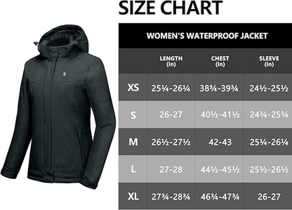 Little Donkey Andy Women's Waterproof Hiking Skiing Jacket with Removable Hood, Fleece Lined Winter