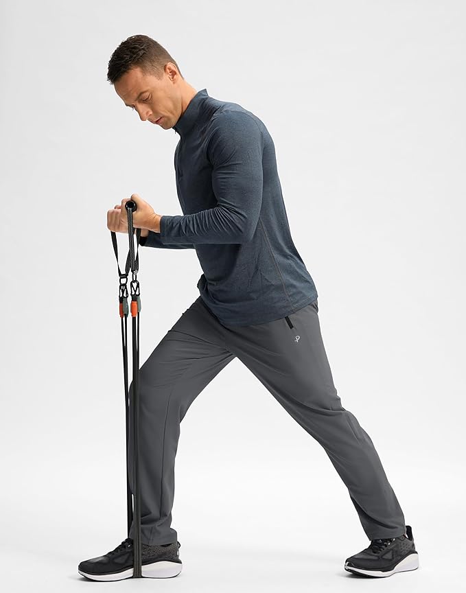 Pudolla Men's Lightweight Hiking Pants Quick-Dry Outdoor Sweatpants with Zipper Pockets for Casual