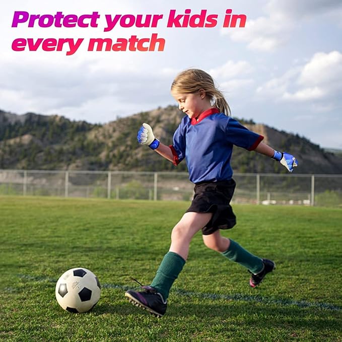 Sportout Kids Goalkeeper Gloves, Soccer Gloves with Double Wrist Protection and Non-Slip Wear