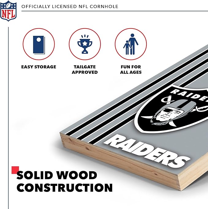 NFL 2' x 3' Solid Wood Cornhole Set with Direct Print HD Team Graphics – Great Gift for Any