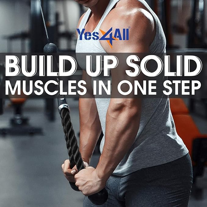 Yes4All Tricep Press Down Cable Machine Attachment Set, LAT Pulldown Attachment, Cable Machine