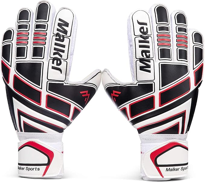 Malker Soccer Goalie Gloves Goalkeeper Gloves with Fingersave and Double Wrist Protection, Strong