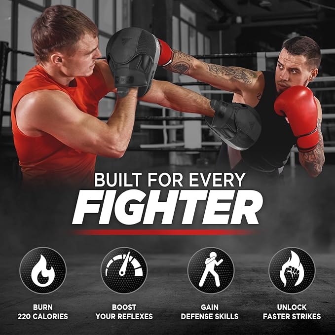 WYOX Curved Focus Mitts for Boxing & MMA | Durable PU Leather Punching Pads with Adjustable Strap |