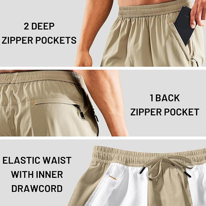 MIER Men's Quick Dry Running Shorts with Zipper Pocket, Elastic Waist Athletic Workout Exercise