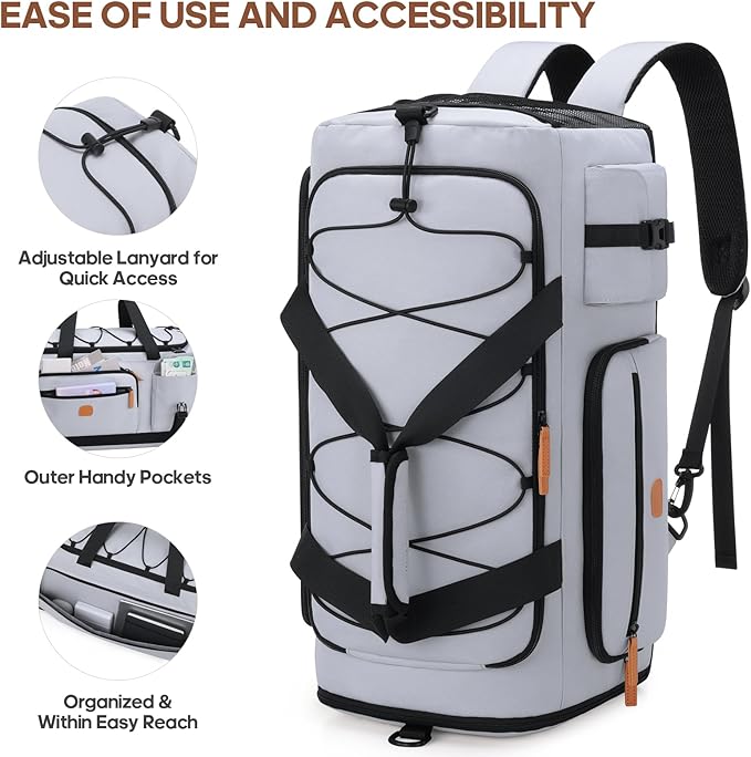 Gym Bag for Men and Women with Shoe & Laptop Compartment, 3-in-1 Sports Travel Duffel Bag