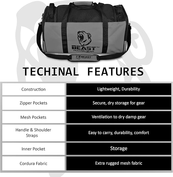 Duffel Gym Bag For Women with Shoe Compartment, Sports Bag with Zippered Pockets, Adjustable Straps