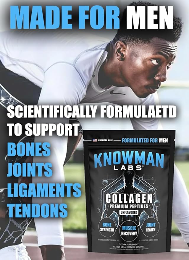Premium Collagen for Men, Bone, Joint & Muscle Formula, Recovery, Non GMO, Dairy Free, Sugar Free