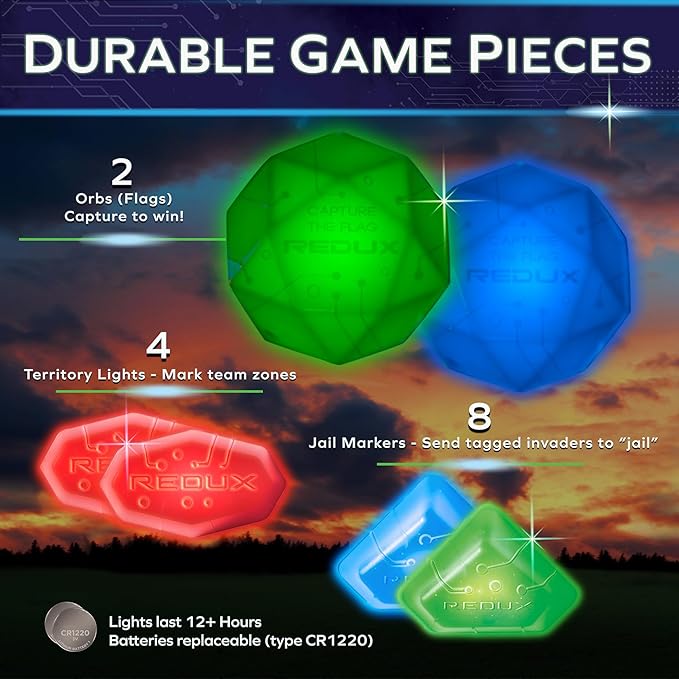 Glow in The Dark Capture The Flag - Starter Set | Ages 8+ | Outdoor Games for Kids 8-12+ | Glow in