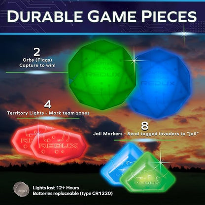 Glow in The Dark Capture The Flag - Starter Set | Ages 8+ | Outdoor Games for Kids 8-12+ | Glow in