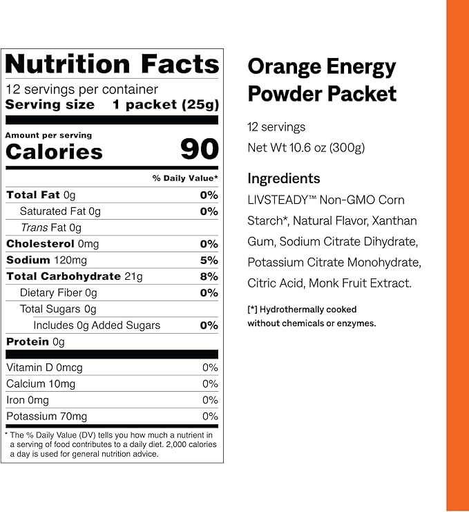 UCAN Energy Powder, Tropical Orange, Keto, Sugar-Free Pre & Post Workout for Men & Women, Non-GMO