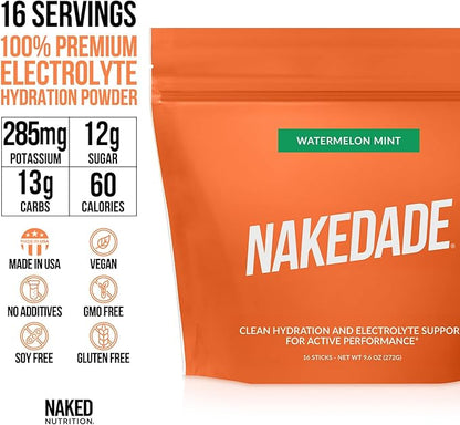 Nakedade Watermelon Mint ??Performance Enhancing Sports Drink Powder - Electrolyte Powder ??No GMOs