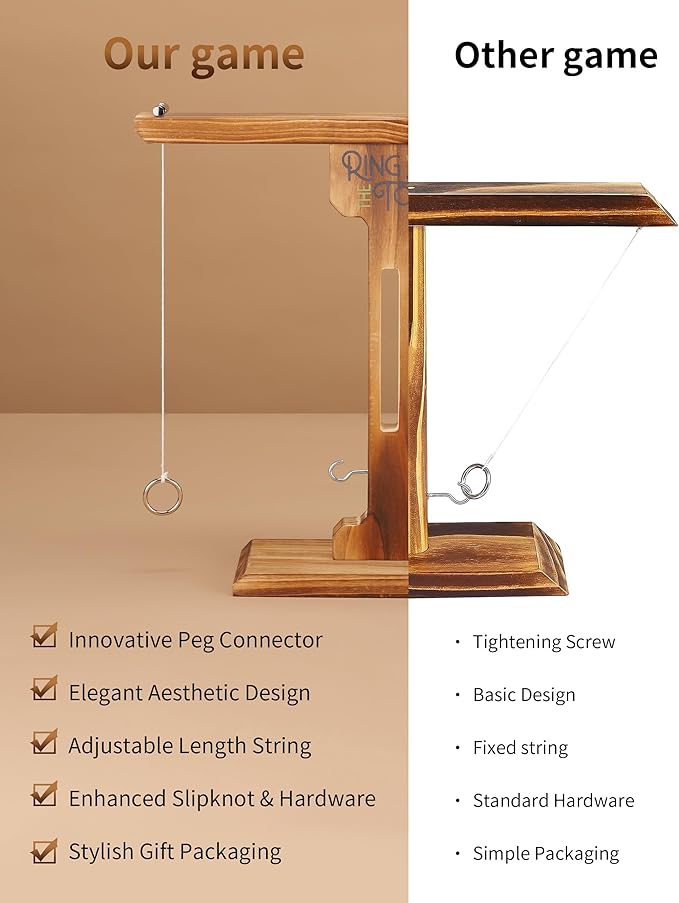 Ring Toss Game for Adults, 3-Second Instant Assembly Hook and Ring Game with Sturdy Structure, XL