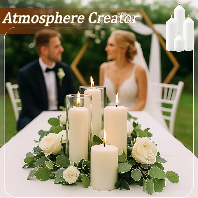Ivroy Pillar Candles Bulk Set of 36，Hurricane Candlesï¼? Different Lengths 2 x 3/6/8 Inch (12