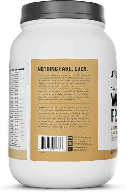 Levels Grass Fed Whey Protein Powder, No Artificials, 24G of Protein, Cappuccino, 2LB
