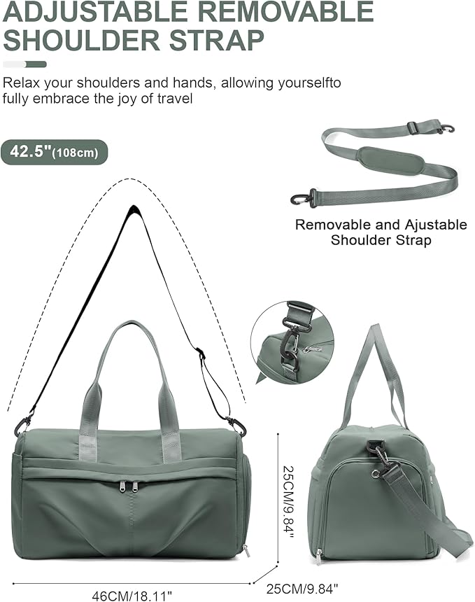 Gym Bag for Women Men with Shoe Compartment, Sport Duffel Bag, Waterproof Travel Weekender