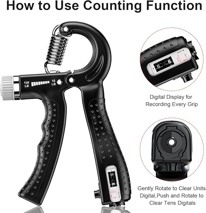 KDG Hand Grip Strengthener 2 Pack Adjustable Resistance 10-130 lbs Forearm Exerciser，Grip Strength