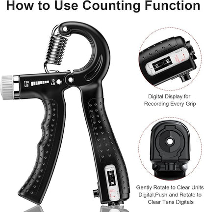 KDG Hand Grip Strengthener 2 Pack Adjustable Resistance 10-130 lbs Forearm Exerciser，Grip Strength
