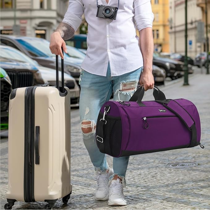 TOPDesign Gym Bag for Women & Men, Unisex Duffel Bag with Shoe Compartment & Wet Pocket for Travel