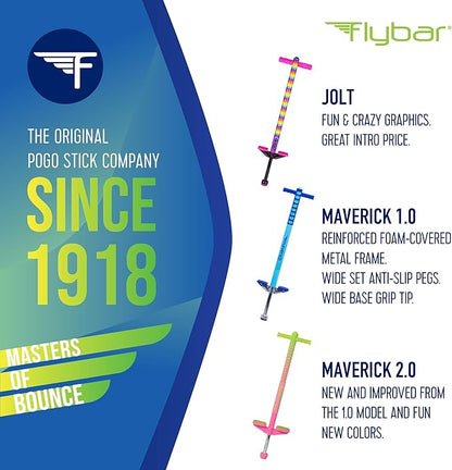 Flybar Maverick Pogo Stick for Kids Ages 5+, 40 to 80 Pounds, Perfect for Beginners, Easy Grip
