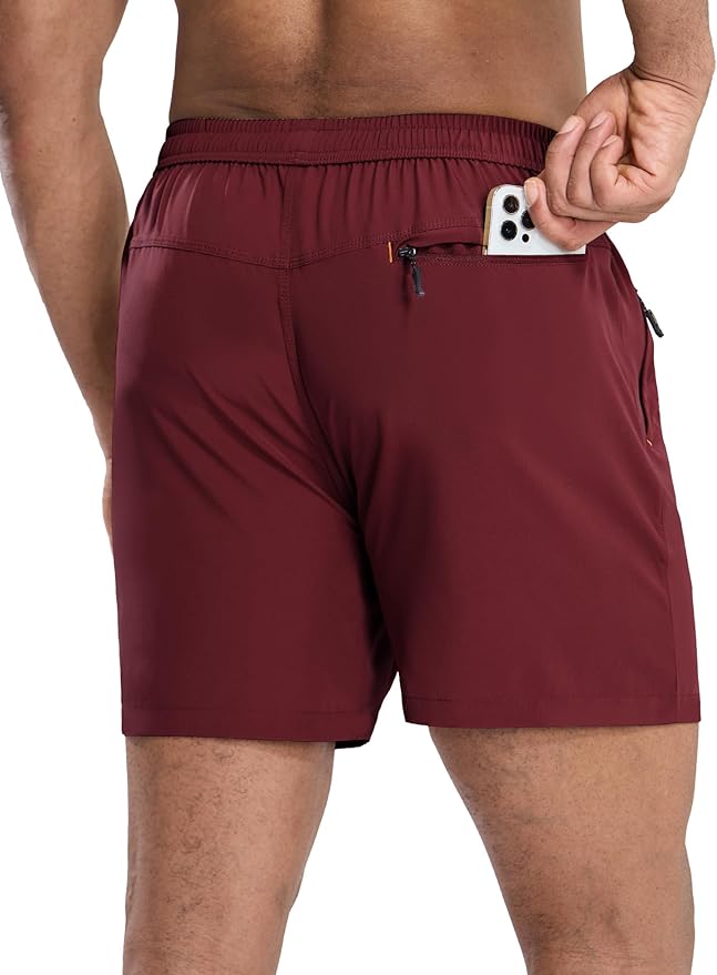 MIER Men's Quick Dry Running Shorts with Zipper Pocket, Elastic Waist Athletic Workout Exercise