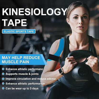 Kinesiology Tape 6 Rolls, Waterproof Kinetic Tape Muscle Tape for Injured Muscle Recovery & Joints