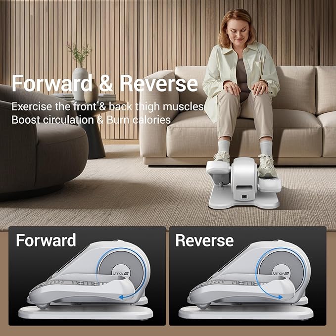 Under Desk Elliptical Machine, Ellipse Leg Exerciser for Seniors, Quiet & Portable Electric Seated
