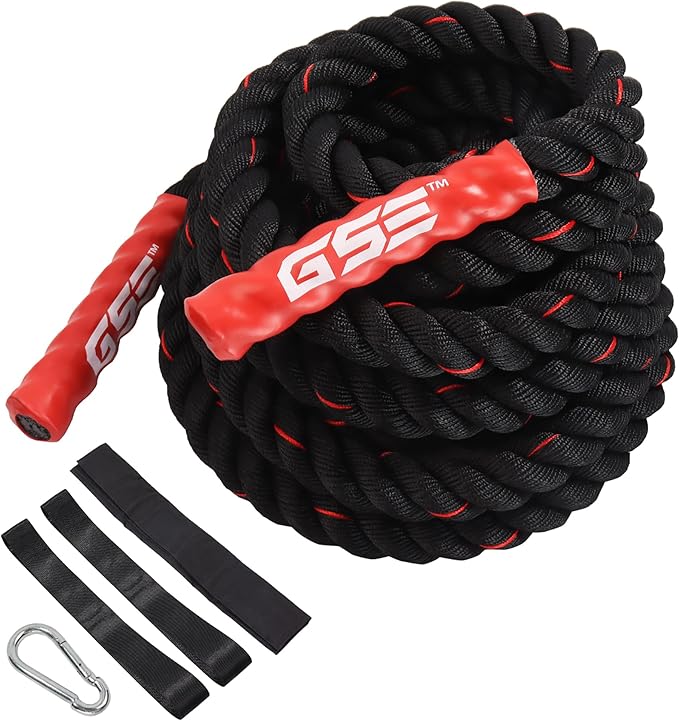 GSE Games & Sports Expert Gym Battle Rope, Heavy-Duty Workout Ropes for Indoor & Outdoor Workout