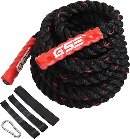 GSE Games & Sports Expert Gym Battle Rope, Heavy-Duty Workout Ropes for Indoor & Outdoor Workout