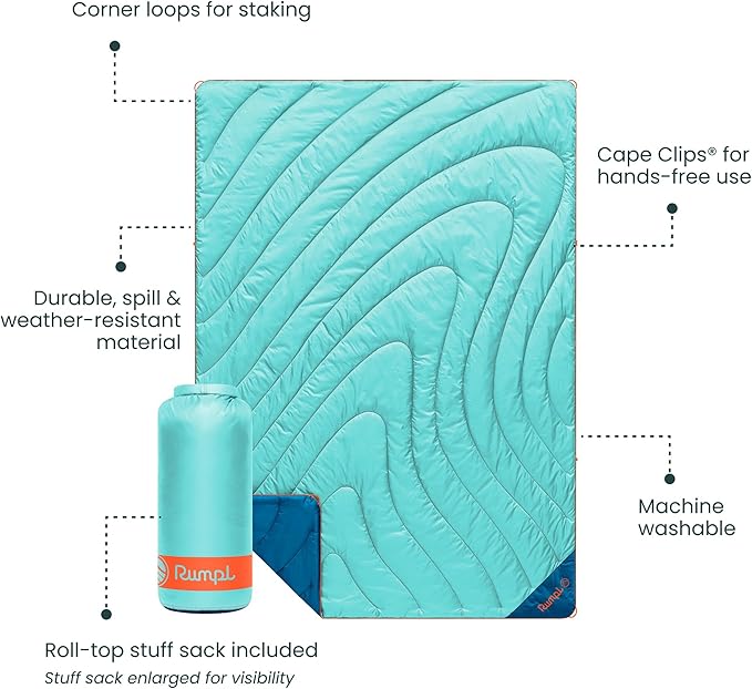 Rumpl Original Puffy Blanket - Warm, Water-Resistant Camping Blanket with 100% Recycled Synthetic