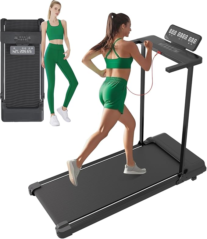 Walking Pad with Handle Bar, Folding Treadmill with Handles for Home Small Spaces, Compact Walking