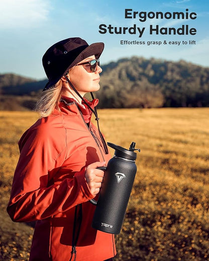 40 oz Insulated Water Bottle with Straw and Lid, Food-grade Double Wall Vacuum Stainless Steel