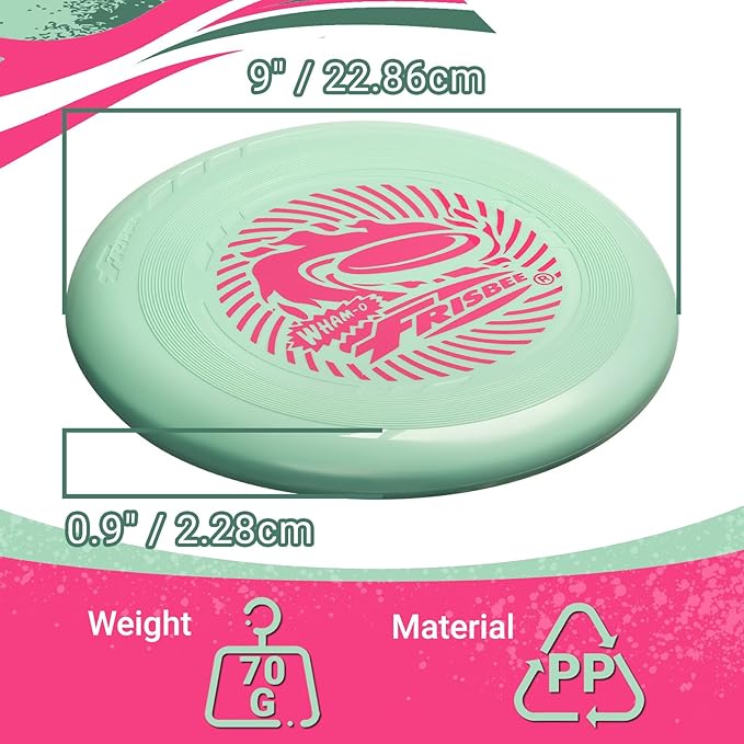 Wham-O Frisbee Go Flying Disc, 9 Inch Lightweight Sports Disc for Beginners Outdoor Beach Backyard