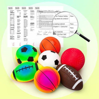 Balls for Toddlers Kids - 7 Pack 5" Small Playground Balls Soft Rubber - Indoor Outdoor Toddler