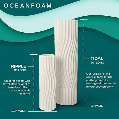 Oceanfoam Tidal Roller - Natural - Muscle Massage Foam Roller for Back Pain & Stretching - Firm and