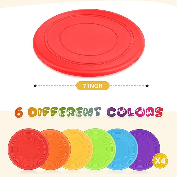 Kids Flying Disc 7 Inch Silicone Flying Disks Bulk for Children Dog Outdoor Backyard Lawn School