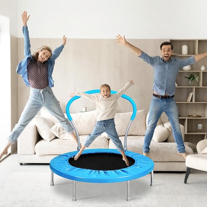 Mini Trampoline for Kids, Indoor Toddler Trampoline with Handle, Child Small Rebounder Trampoline