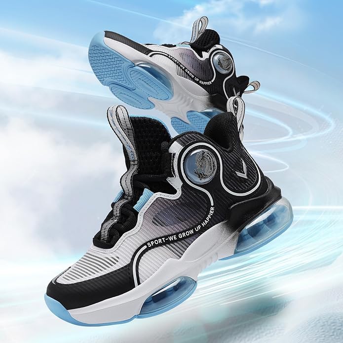 JMFCHI Kids Basketball Shoes High-top Sports Shoes Sneakers Durable Lace-up Non-Slip Running Shoes