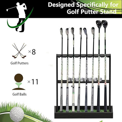Golf Club Holder Stand,Wooden Golf Club Rack -Indoor Display Rack,Golf Club Organizer for 8 Clubs