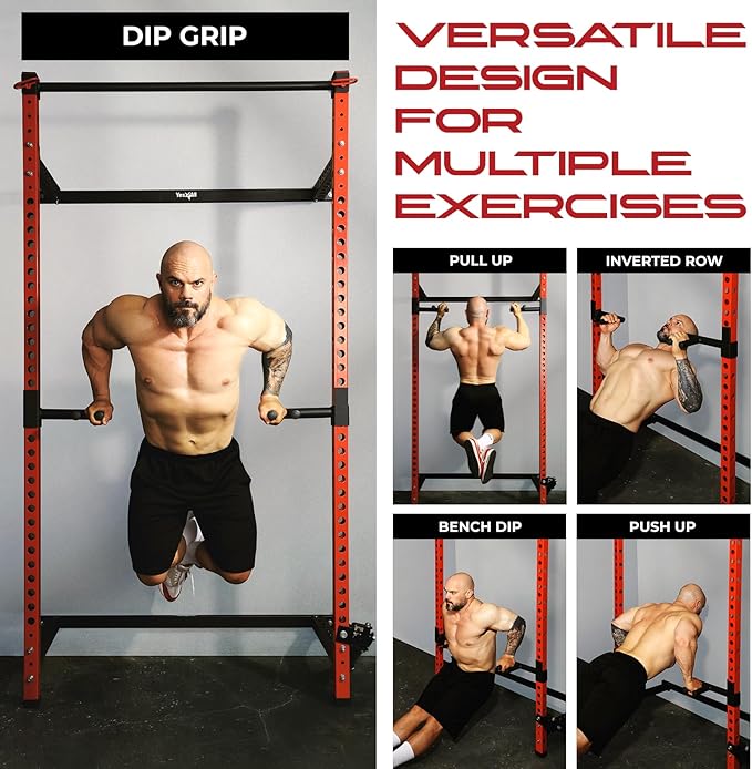 Yes4All Power Rack J-Hooks & Attachments – Heavy Duty Barbell Holders Compatible with 2x2 & 3x3