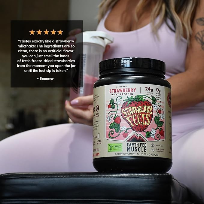 Earth Fed Muscle Strawberry?¯Feels??Forever) ??Irish Truly Grass?‘Fed Whey Protein Isolate, No