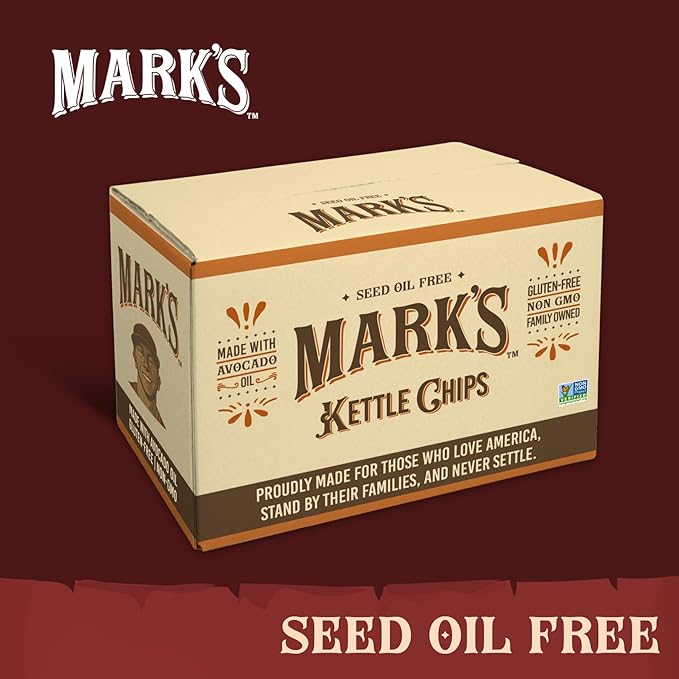 MARK’S Kettle Cooked Avocado Oil Potato Chips, BBQ – Seed Oil & GMO Free | Barbecue, 5 oz (Pack of